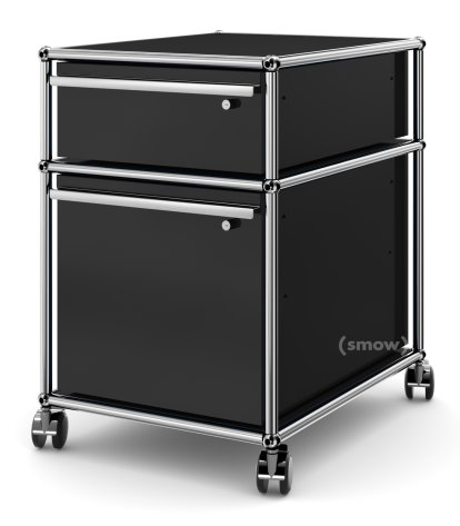 USM Haller Mobile Pedestal with Hanging File Basket, All compartments with a lock, Graphite black RAL 9011