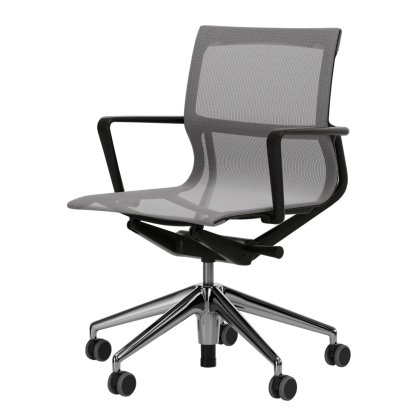 Physix, TrioKnit silver grey, Deep black / Aluminium, polished , Soft castors for hard floor surfaces