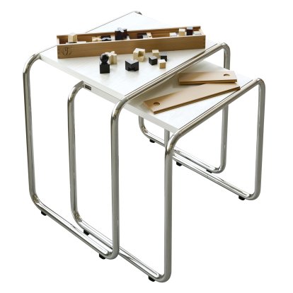 B 9 a + b Nesting Table Set | 100th Anniversary Bauhaus Dessau Edition, White lacquered ash