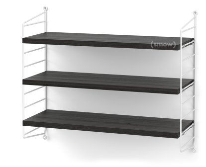 String System Shelf S, 20 cm, White, Black ash veneer