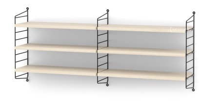 String System Shelf M, 20 cm, Black, Ash veneer