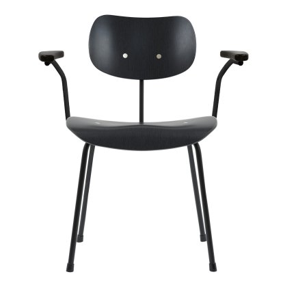 SE 68 Chair, Non-stackable, Without upholstery, Matt black powder-coated, With armrests, Beech, black stained