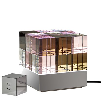 Cube Light Table Lamp, Polished, Pink / black, With remote control