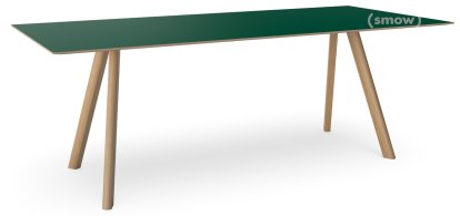Copenhague Table CPH30, L 200 x W 90 x H 74, Lacquered oak, Linoleum green