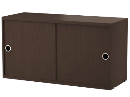 String System Cabinet With Sliding Doors, Oak veneer dark, 30 cm