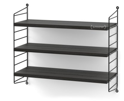 String System Shelf S, 20 cm, Black, Black ash veneer