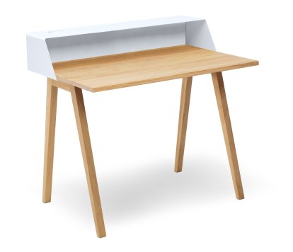 PS04 / PS05 Secretary, W 100 x D 63 cm (PS04), Signal white (RAL 9003), Oiled oak, Without power box