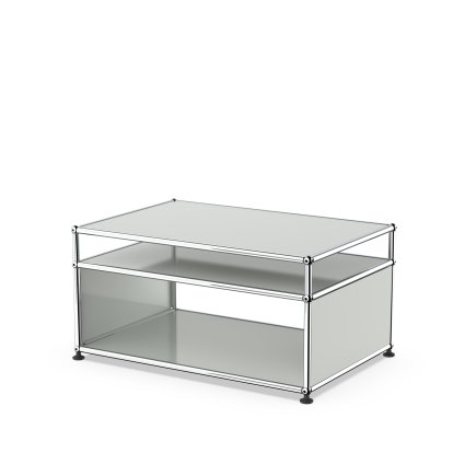 USM Haller side table with extension and castors, Light grey RAL 7035, Adjustable feet