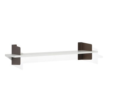 Wall Shelf Atelier, MDF melamine white, Dark bronze, Version 1, 160 cm