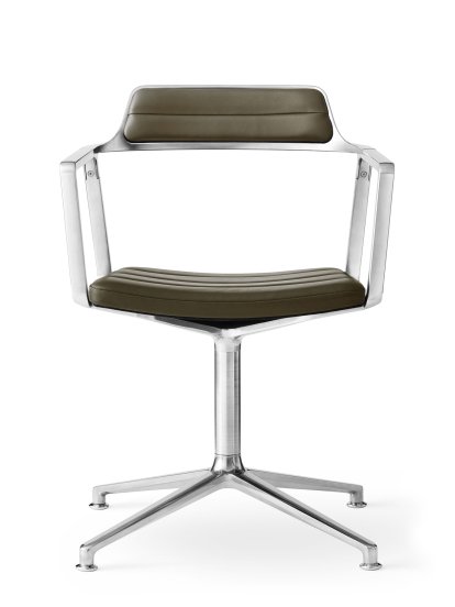Swivel 452 Chair, Bosco green leather, Polished