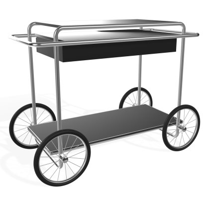 M4RS Serving Trolley, Black lacquered / nickel, Without bottle holder