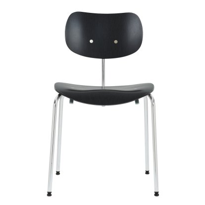 SE 68 Chair, Stackable, Without upholstery, Chrome-plated, Without armrests, Beech, black stained