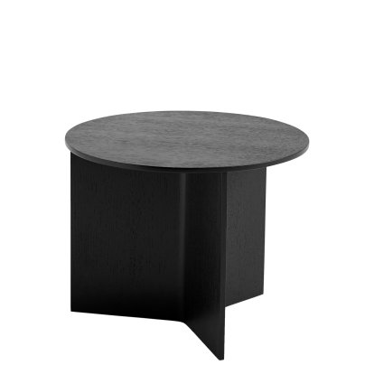 Slit Side Table Wood, H 35,5 x Ø 45 cm, Black lacquered