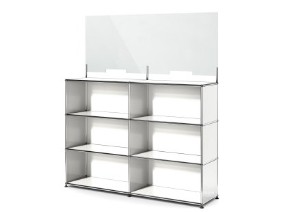 USM Haller Counter L with Security Screen, Pure white RAL 9010