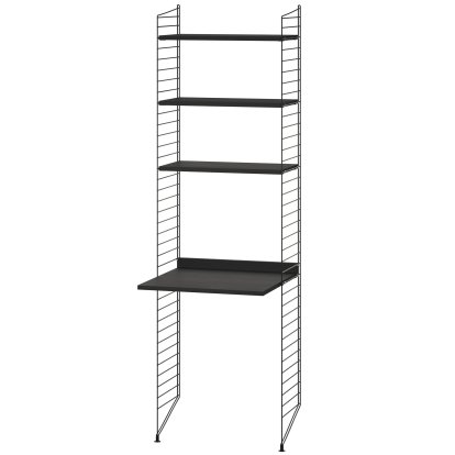 Floor Shelf with Desk, Shelves black ash, panels black