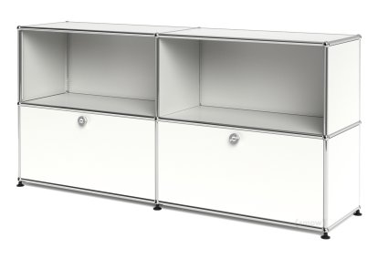 USM Haller Sideboard L, Customisable, Pure white RAL 9010, Open, With 2 drop-down doors