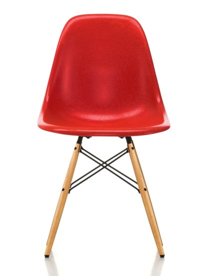 Eames Fiberglass Chair DSW, Eames classic red, Ash honey tone