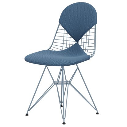 Wire Chair DKR , Powder-coated sky blue, Seat and backrest cushion (Bikini), Apollo sky blue / light grey