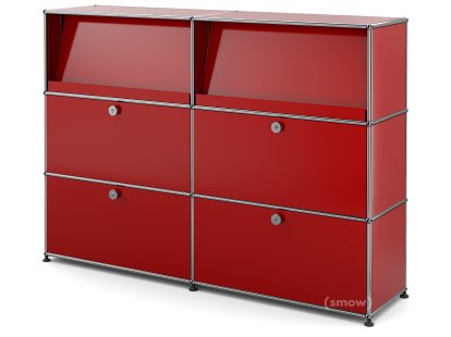 USM Haller Highboard L with Angled Shelves, USM ruby red