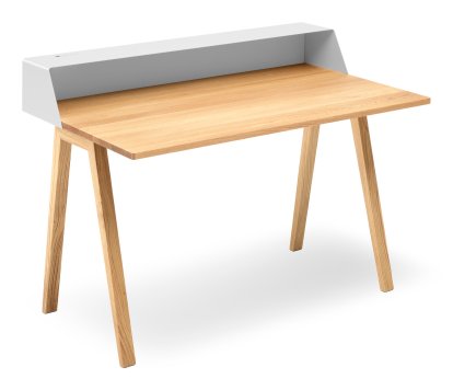 PS04 / PS05 Secretary, W 120 x D 75 cm (PS05), Pure white (RAL 9010), Oiled oak, Without power box