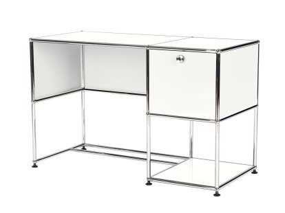 USM Haller Home Office Desk, Pure white RAL 9010, With cable entry hole