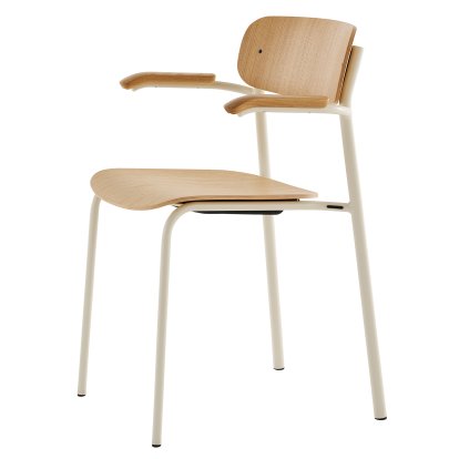S 243 F Armchair, Pearl white (RAL 1013), Clear lacquered oak