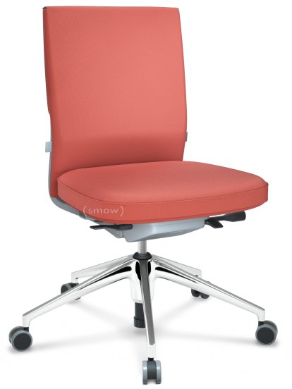ID Soft, FlowMotion-with tilt mechanism, with seat depth adjustment, Without armrests, 5 star foot, polished aluminium, Soft grey, Silk mesh seat and back, Brick, Hard castors for carpets