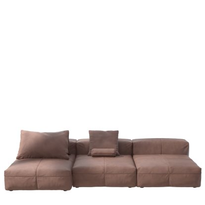 Vetsak Sofa Set 4, Leather - Stone, With cushions
