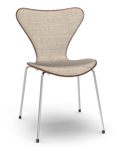 Series 7 Chair 3107 Front Upholstered, Clear varnished wood, Walnut, natural, Remix 242 - Light brown, Chrome