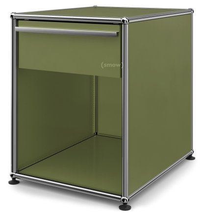 USM Haller Bedside Table with Drawer, Olive green RAL 6003, Large (H 54 x W 42,5 x D 53 cm)