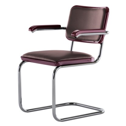 JS . Thonet - S 64 P/V Serious Cantilever Chair, Serious 02 - leather, graphite ruby red