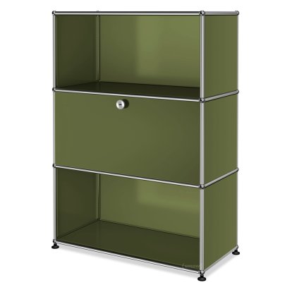 USM Haller Highboard M with 1 Drop-down Door, Olive green RAL 6003