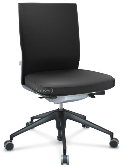 ID Soft, FlowMotion-without tilt mechanism, without seat depth adjustment, Without armrests, 5 star foot , basic dark plastic, Soft grey, Seat and back Plano, Dark grey, Soft castors for hard floor surfaces