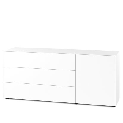 Nex Pur Box 2.0 with drawers and doors, 48 cm, H 75 cm x B 180 cm (with door and three drawers), White