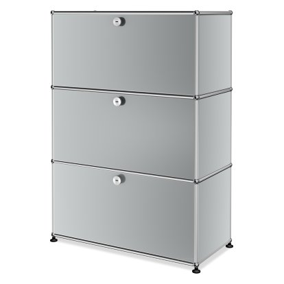 USM Haller Highboard M, Customisable, Light grey RAL 7035, With drop-down door, With drop-down door, With drop-down door