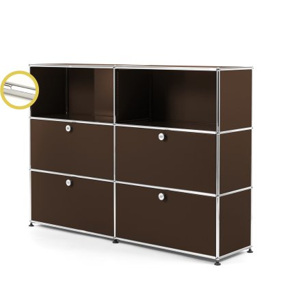 USM Haller E Highboard L with Compartment Lighting, USM brown, Cool white