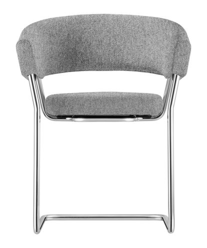 D9 Armchair, Stoff Hallingdal 166 - grey, Chrome-plated steel tubing, Plastic glides
