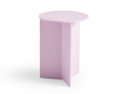 Slit Side Table, Wood, H 47 x Ø 35 cm, Pink lacquered 