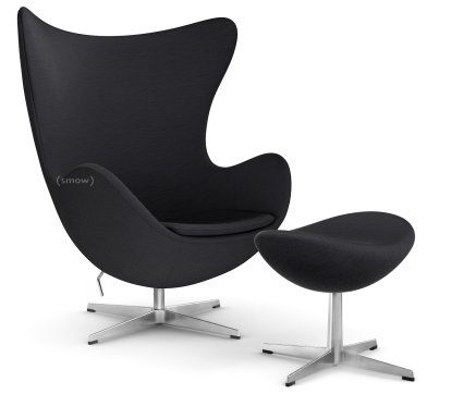 Egg Chair, Christianshavn, Christianshavn 1174 - Dark Grey , Satin polished aluminium, With footstool
