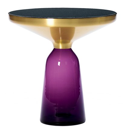 Bell Side Table, Brass with clear varnish, Amethyst violet