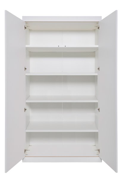 Flai Wardrobe, Large (216 x 118 x 61 cm), Melamine white with birch edge, Configuration 2