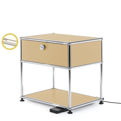 USM Haller Bedside Table with Dimmable Light, USM beige