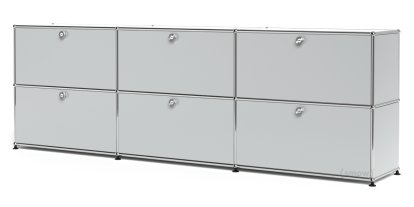 USM Haller Sideboard XL, Customisable, Light grey RAL 7035, With 3 drop-down doors, With 3 drop-down doors