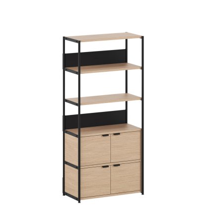 Unit Shelf Wood, 180 cm, 2 x double doors, Oak / Graphite Black