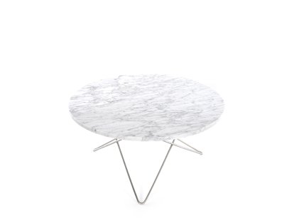 O Table, White Carrara, Stainless steel