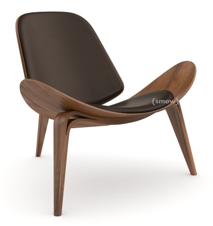 CH07 Shell Chair, Oiled walnut, Leather brown