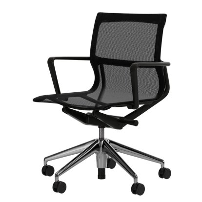 Physix, TrioKnit black pearl, Deep black / Aluminium, polished , Hard castors for carpets