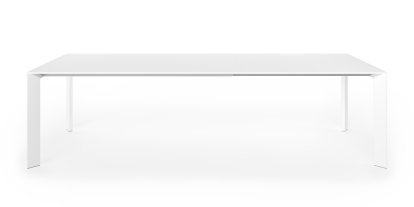 Nori dining table, Fenix white with same color edge, L 166-278 x W 90 cm, Aluminium with white lacquer