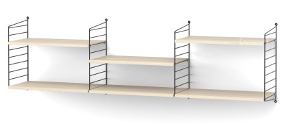 String System Shelf L, 30 cm, Black, Ash veneer