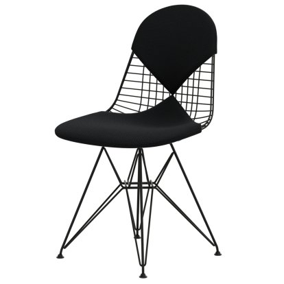 Wire Chair DKR , Powder-coated basic dark, Seat and backrest cushion (Bikini), Apollo carbon / black